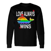 Love Always Wins Lgbt Rainbow Whale With Flag Colors Long Sleeve T-Shirt