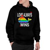 Love Always Wins Lgbt Rainbow Whale With Flag Colors Hoodie