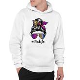 Tia Life With Rainbow Leopard Messy Bun Mothers Day Hoodie
