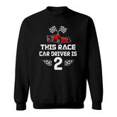 Kids 2 Years Old Race Car Birthday Boy For 2Nd Birthday Race Car Sweatshirt