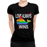 Love Always Wins Lgbt Rainbow Whale With Flag Colors Women T-shirt