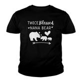 Womens Twice Blessed Nana Bear For Grandmas With Two Grandkids Youth T-shirt