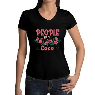 My Favorite People Call Me Coco Grandma Floral Mothers Day   Women V-Neck T-Shirt