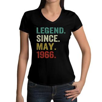 56 Years Old Legend Since May 1966 56Th Birthday Gifts Women V-Neck T-Shirt - Seseable