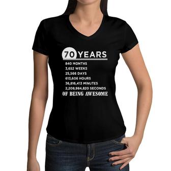 70Th Birthday 70 Years Old Anniversary Interesting 2022 Gift Women V-Neck T-Shirt - Seseable