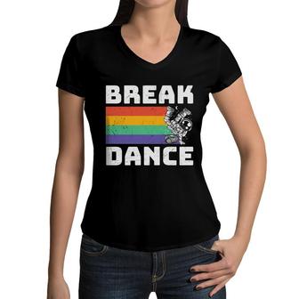 Break Dance 80S 90S Styles Four Colors Great Women V-Neck T-Shirt - Seseable
