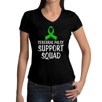 Cerebral Palsy Fight Cerebral Palsy Awareness Support Squad Women V-Neck T-Shirt - Seseable