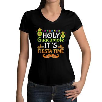 Cinco De Mayo Holy Guacamole Its Fiesta Time Fiesta Women V-Neck T-Shirt - Seseable