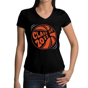 Class Of 2022 Gift Idea High School Senior Basketball Team Women V-Neck T-Shirt - Seseable