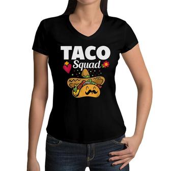 Cute Taco Squad Funny Mexican Food Lover Women V-Neck T-Shirt - Seseable