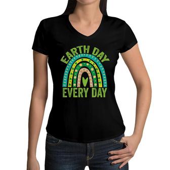 Earth Day Everyday Green Rainbow Earth Day Women V-Neck T-Shirt - Seseable