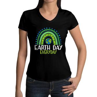 Earth Day Teacher Earth Day Everyday Rainbow Earth Day Women V-Neck T-Shirt - Seseable