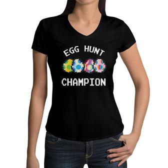 Easter For Kids Egg Hunt Champion Gamer Boys Tee Women V-Neck T-Shirt - Monsterry