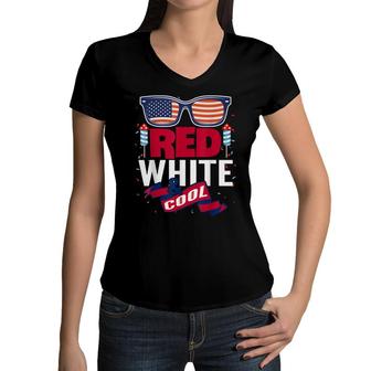 Fourth Of July 4Th July Red White And Blue Patriotic Women V-Neck T-Shirt - Seseable