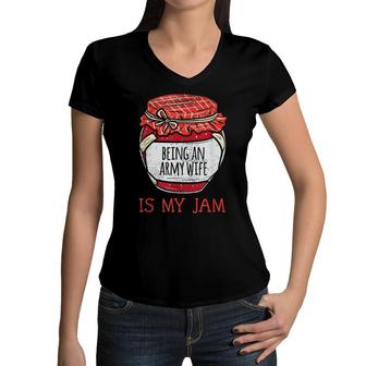 Fun Military Spouse Gifts Women | Cute Meme Proud Army Wife Women V-Neck T-Shirt - Seseable