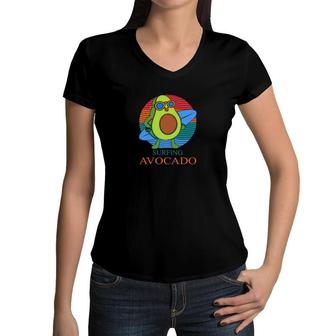 Funny Avocado Vintage Great Avocado Women V-Neck T-Shirt - Seseable