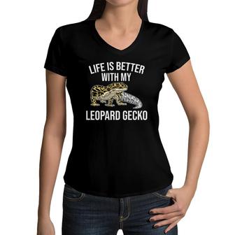 Funny Leopard Gecko Gift For Kids Cool Reptile Pet Lover Women V-Neck T-Shirt - Seseable