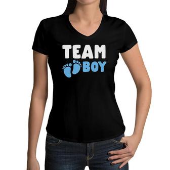 Gender Reveal Party Team Boy Baby Announcement Future Parent Women V-Neck T-Shirt - Seseable