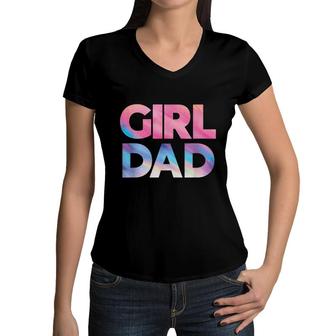 Girl Dad Daddy Fathers Day Daughter Bady Girl Dad Women V-Neck T-Shirt - Seseable