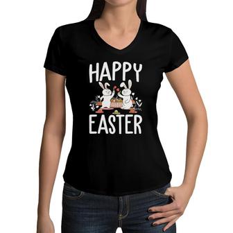 Happy Easter For Women Men Kids Boys Girls Easter Day Bunny Women V-Neck T-Shirt | Mazezy