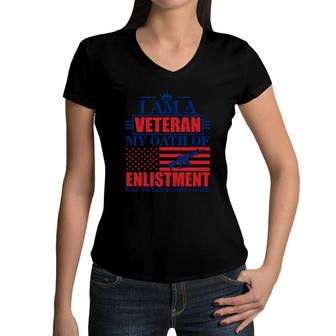 I Am A Veteran 2022 My Oath Of Enlistment Women V-Neck T-Shirt - Seseable