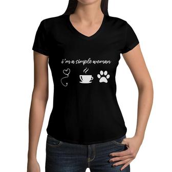 I Âm Simple Woman Great Nurse Coffee Pet New 2022 Women V-Neck T-Shirt - Seseable