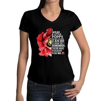 I Wear A Little Poppy As Red As Red Can Be To Show That I Remember Women V-Neck T-Shirt - Seseable
