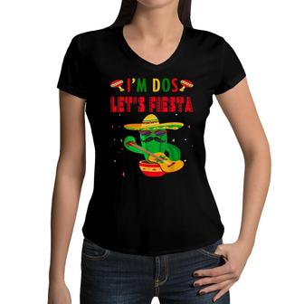 Im Dos Lets Fiesta Toddler Cinco De Mayo Mexican Guitar Women V-Neck T-Shirt - Seseable