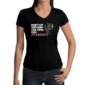 Karate Ninja Unicorn Ponytail Beast Martial Arts Girls Gift Women V-Neck T-Shirt | Mazezy