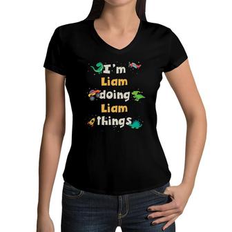 Kids Cool Liam Personalized First Name Boys Women V-Neck T-Shirt - Seseable