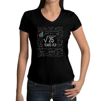 Kids Square Root Of 25 5Th Birthday 5 Years Old Gifts Math Bday Women V-Neck T-Shirt - Seseable