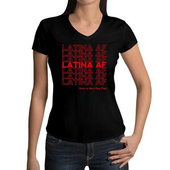Latina Af Women Girls Women V-Neck T-Shirt | Mazezy