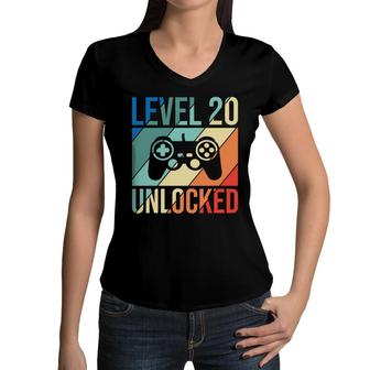 Level 20 Unlocked Since 2002 So 20Th Birthday With Gorgeous Party Women V-Neck T-Shirt - Seseable