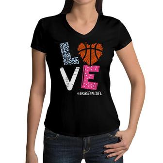 Love Basketball Coach Player Basketball Life Team Fan Women Women V-Neck T-Shirt - Seseable