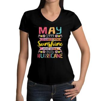 May Girls 1999 Birthday 22 Years Old Awesome Since 1999 Ver2 Women V-Neck T-Shirt - Seseable