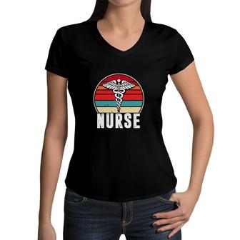 Nurse CNA Job Title Nurse Life Vintage New 2022 Women V-Neck T-Shirt - Seseable