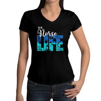OR Nurse Life Proud Operating Room Nurse Wife Girl Friend Women V-Neck T-Shirt - Seseable