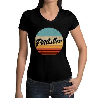 Pinballer Vintage Circle 80S 90S Styles Great Women V-Neck T-Shirt - Seseable