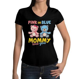 Pink Or Blue Baby Shower Gender Reveal Baby Gender Reveal Party Women V-Neck T-Shirt - Seseable