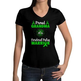 Proud Grandma Of Cerebral Fight Cerebral Palsy Awareness Women V-Neck T-Shirt - Seseable