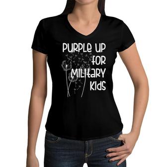 Purple Up For Military Kids - Month Of The Military Child Women V-Neck T-Shirt - Seseable