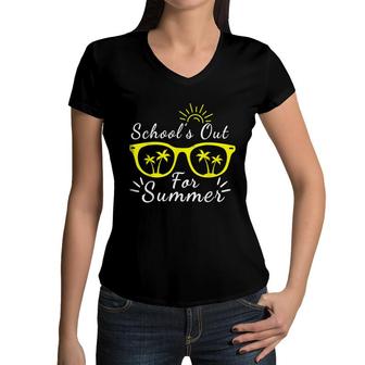 Schools Out For Summer Teacher Summer Last Day Of School Women V-Neck T-Shirt - Seseable