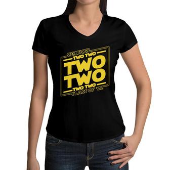 Senior Class 2022 Twenty Two Two Space Sci-Fi Movie Grads Women V-Neck T-Shirt - Seseable
