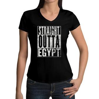 Straight Outta Egypt Fun African Vintage Men Women Kids Gift Women V-Neck T-Shirt