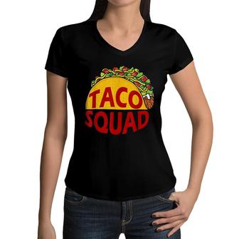 Taco Squad Mexican Food Lover Great Gift Funny Humor Women V-Neck T-Shirt | Seseable CA