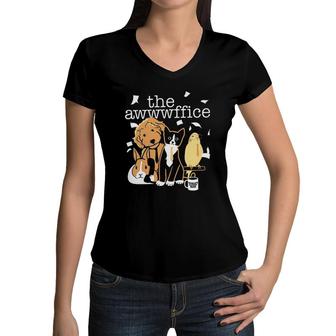 The Awwwffice Cute Pet Animal Best Gift For Human Women V-Neck T-Shirt - Seseable
