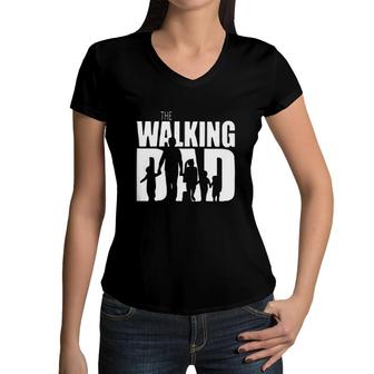The Walking Dad Print New Letters Women V-Neck T-Shirt - Seseable