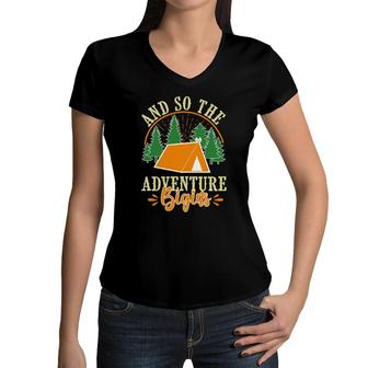 Travel Lover Loves Exploration And So The Adventure Begins Women V-Neck T-Shirt - Seseable