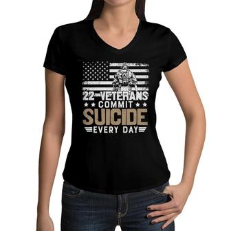 Veteran 2022 Commit Suicide Every Day Women V-Neck T-Shirt - Seseable