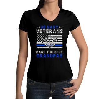 Veteran 2022 Us Navy Veterans Make The Best Grandpas Women V-Neck T-Shirt - Seseable